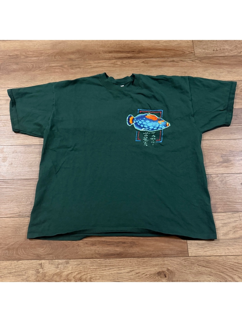 Vtg 90s Jerzees Clown Triggerfish Embroidered T Shirt 2XL